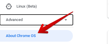 Clicking on About Chrome OS