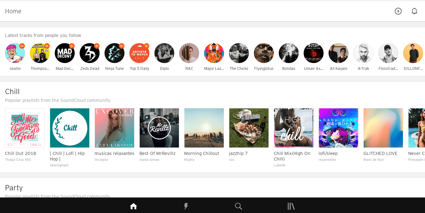 SoundCloud interface