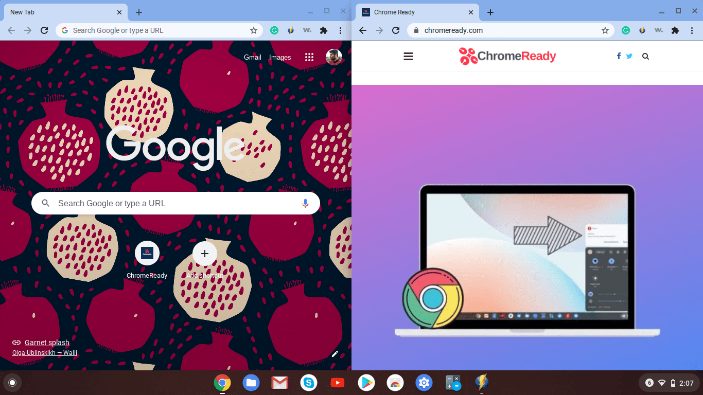 The split-screen feature on a Chromebook