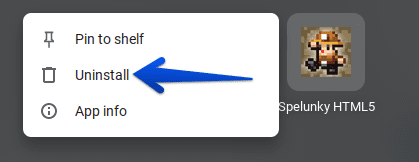 Uninstalling a Chrome Web Store Game