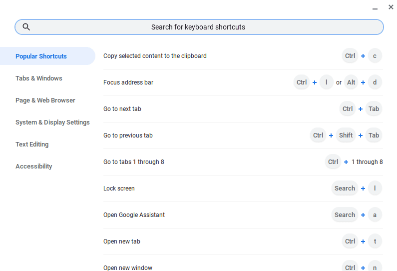 Keyboard shortcuts