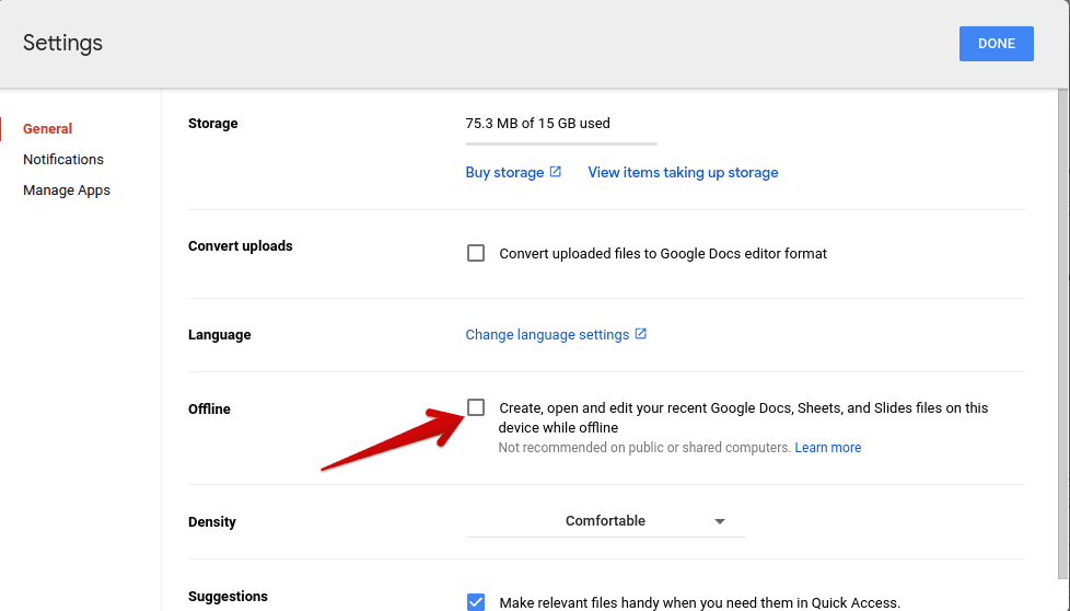 Enabling Offline Google Docs Access