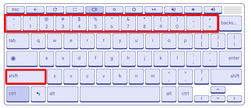 chromebook shift key usage