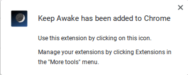 Keep Awake Successfully Installed