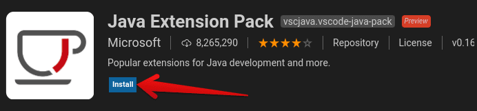 Installing Java Extension Pack