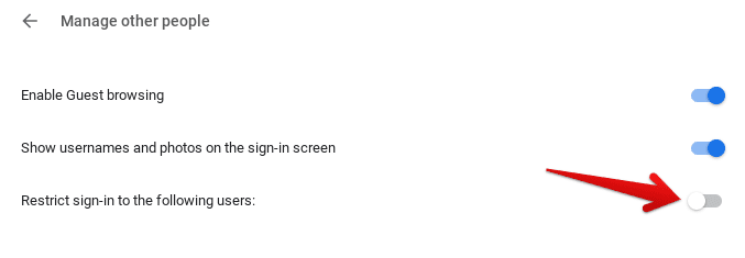 Restricting Signing In to Other Users