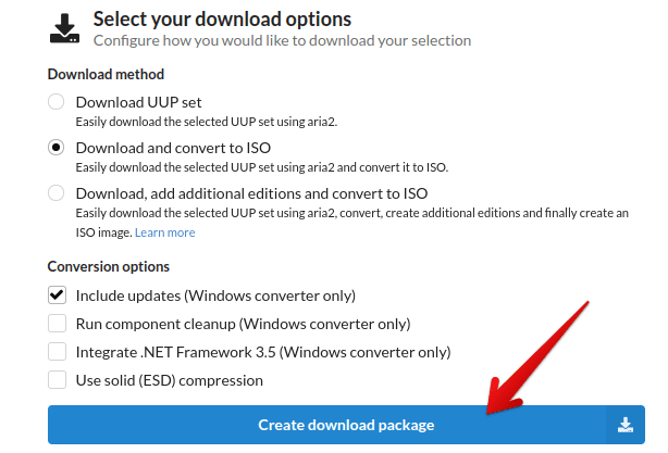 Downloading the installer package