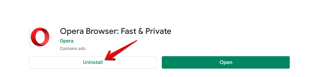 Uninstalling Opera from the Play Store