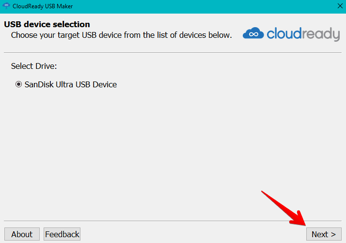 Proceeding with the CloudReady installer