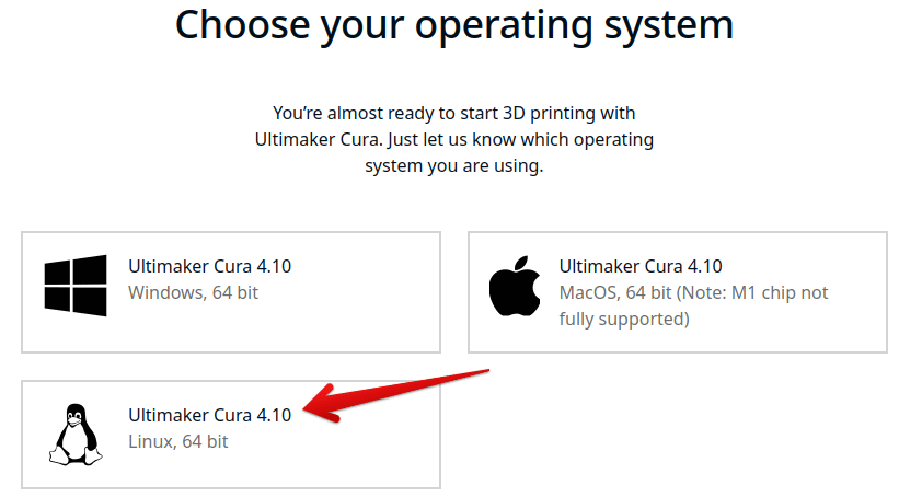 Downloading the Cura AppImage for Linux