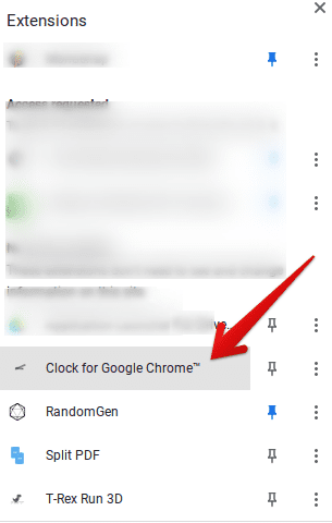 Clock for Google Chrome installed