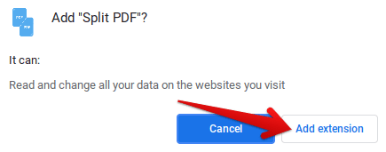 Confirming the installation of Split PDF