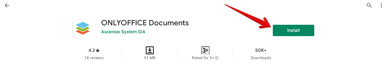 Installing OnlyOffice using Play Store