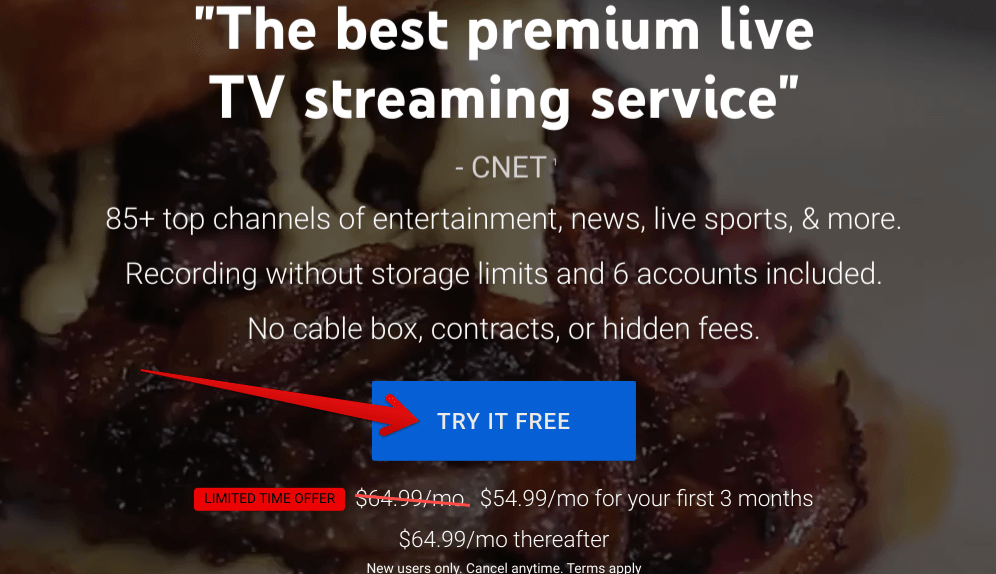 Opting for the YouTube TV free trial