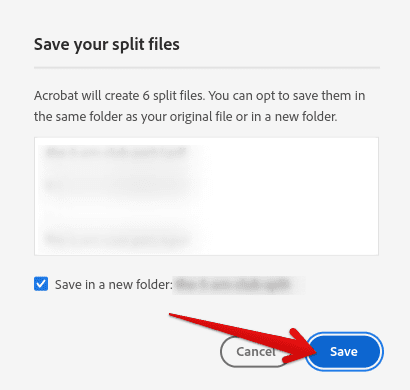 Saving the split up PDF