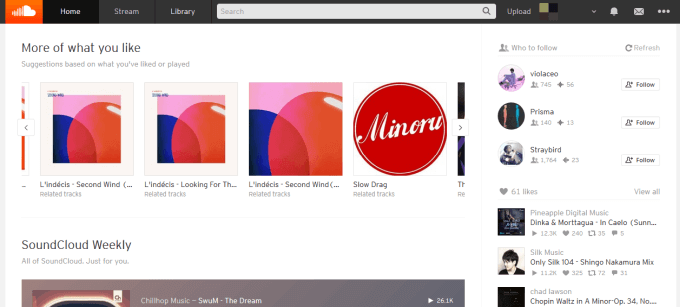 SoundCloud's interface