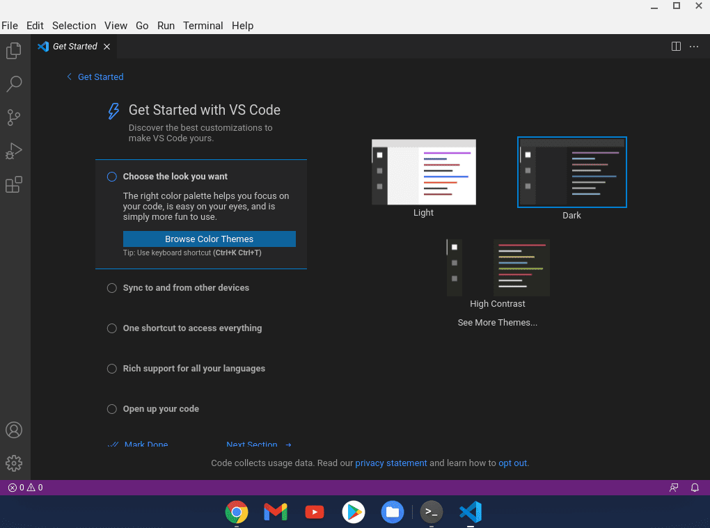 vs code installed on chromebook