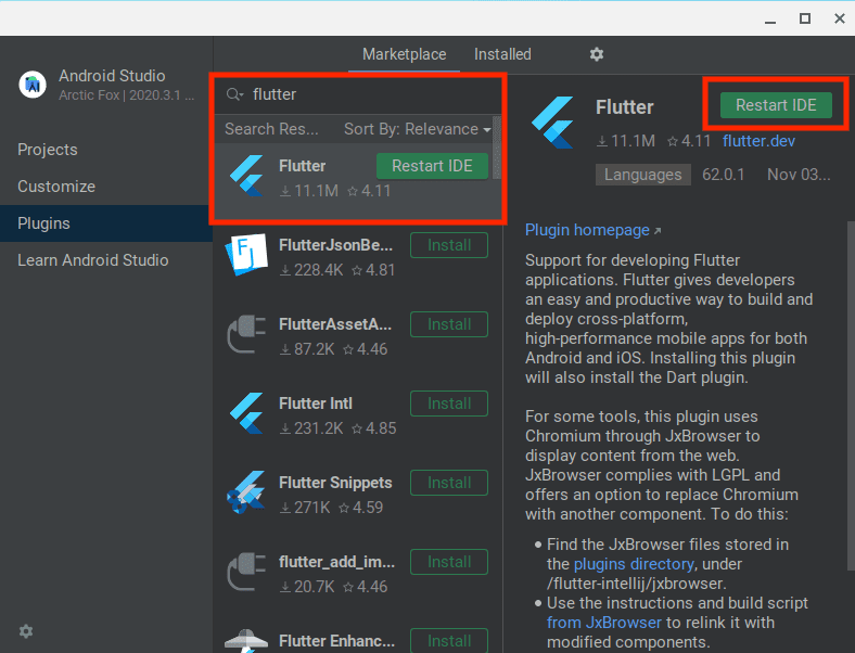 click on restart ide to restart android studio and apply changes