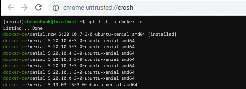 list docker ce