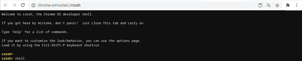 shell on crosh
