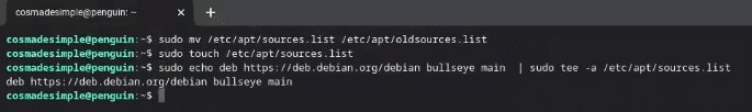 sudo echo sources.list