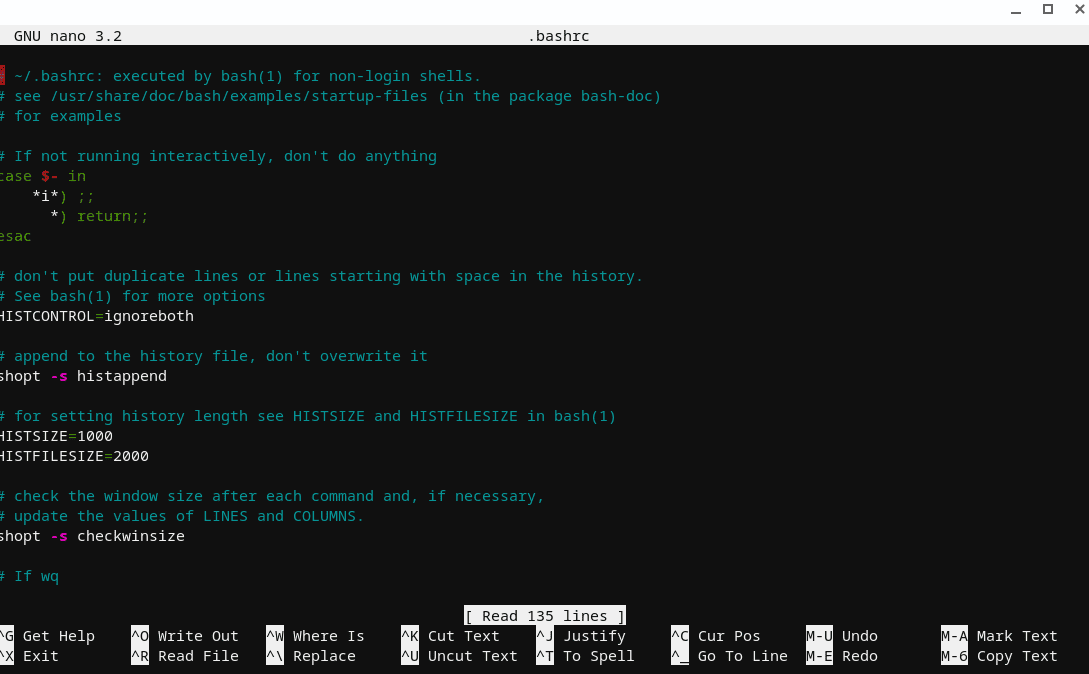 sudo nano bashrc (changing the defult linux path)