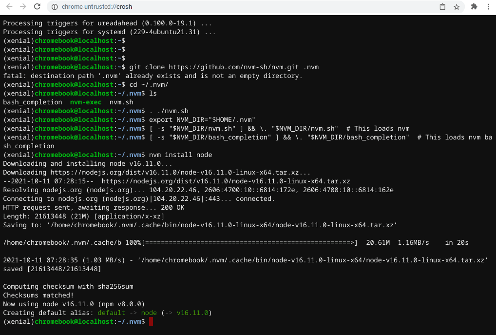 install nvm using curl