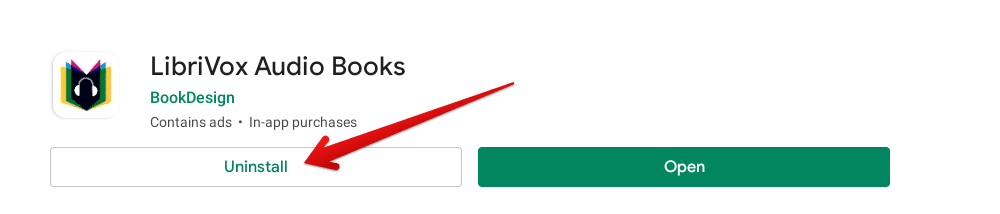 Uninstalling LibriVox Audio Books from the Google Play Store