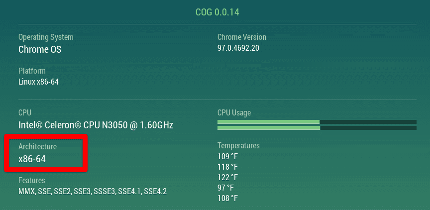 CPU architecture information on Cog