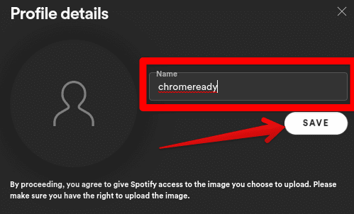 Changing and saving the Spotify name