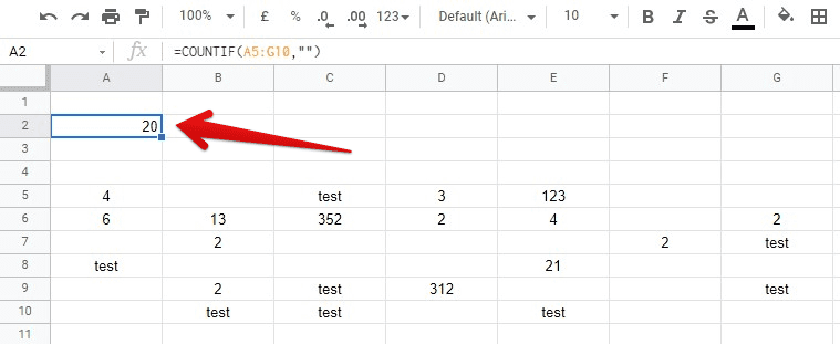 Number Of Blank Cells With COUNTIF