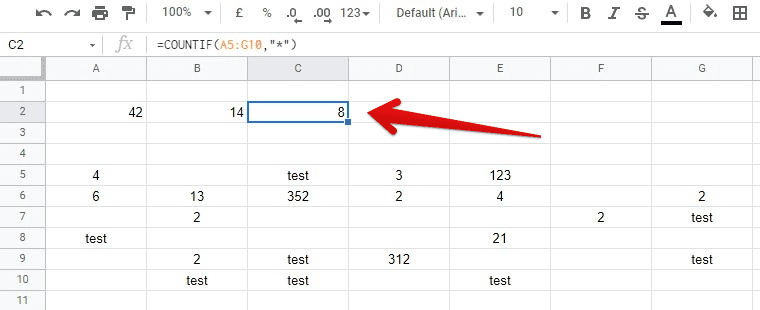 Number Of Cells With Text