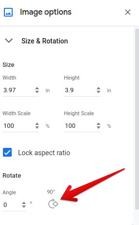 Rotating an image in Google Docs
