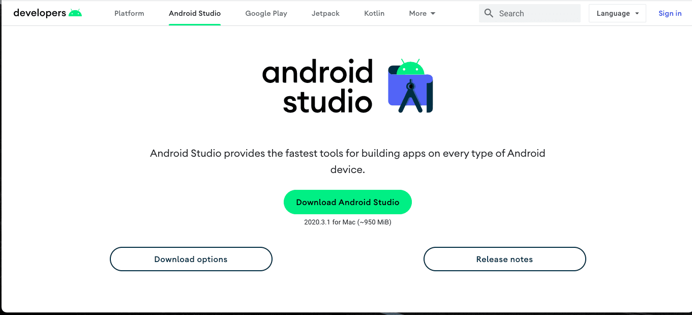 Android Studio official page