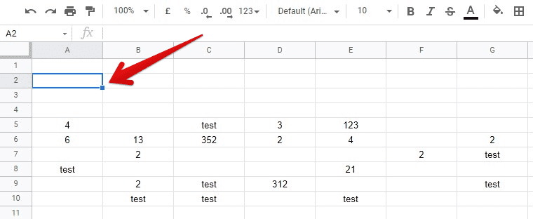 Selecting A Blank Cell