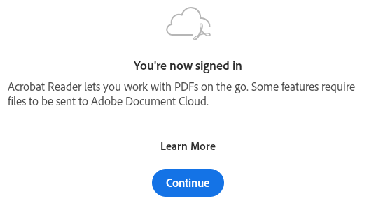 Signed into Adobe Reader