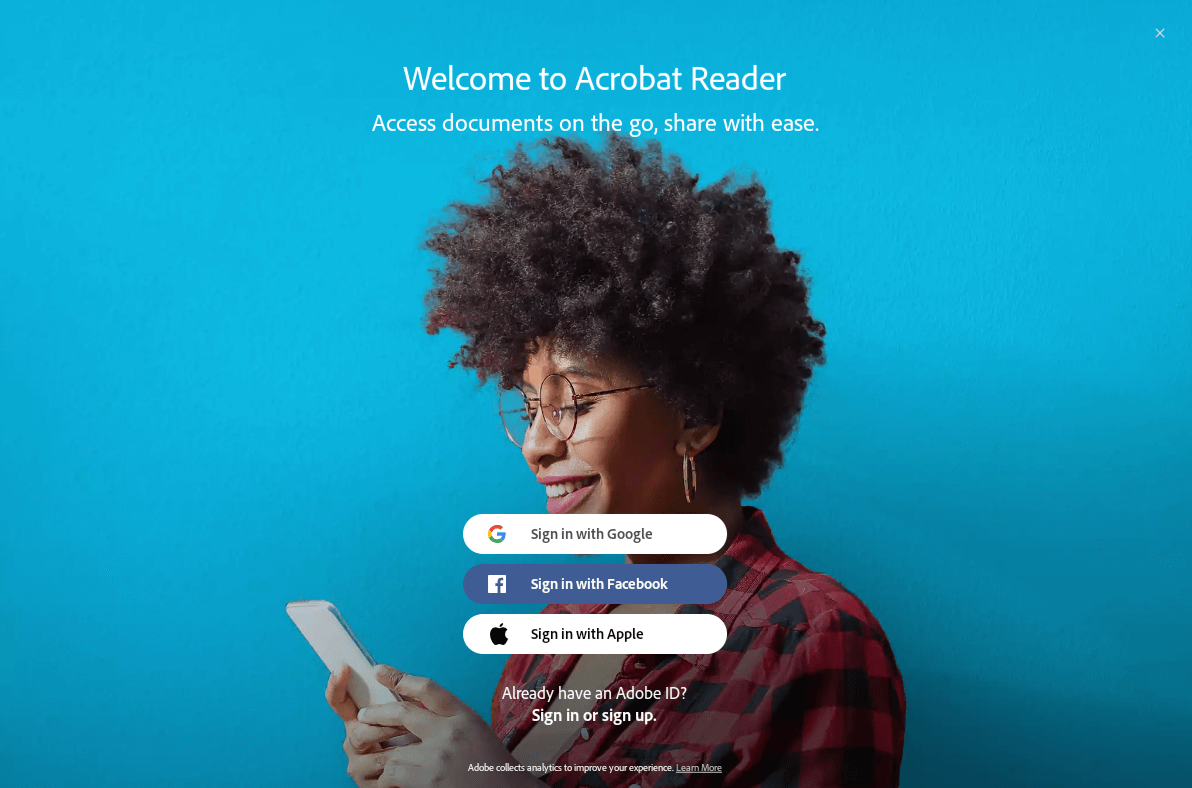 Signing into Adobe Reader