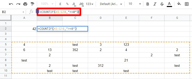 Using COUNTIF Function For Numerical Cells