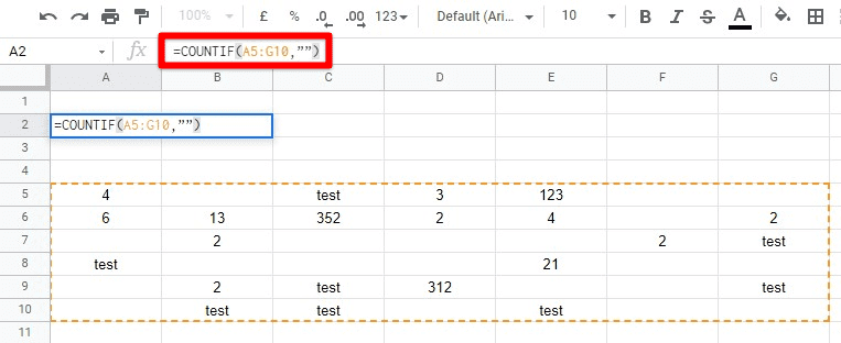 Using COUNTIF Function