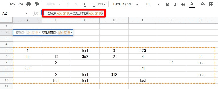 Using ROWS And COLUMNS Functions