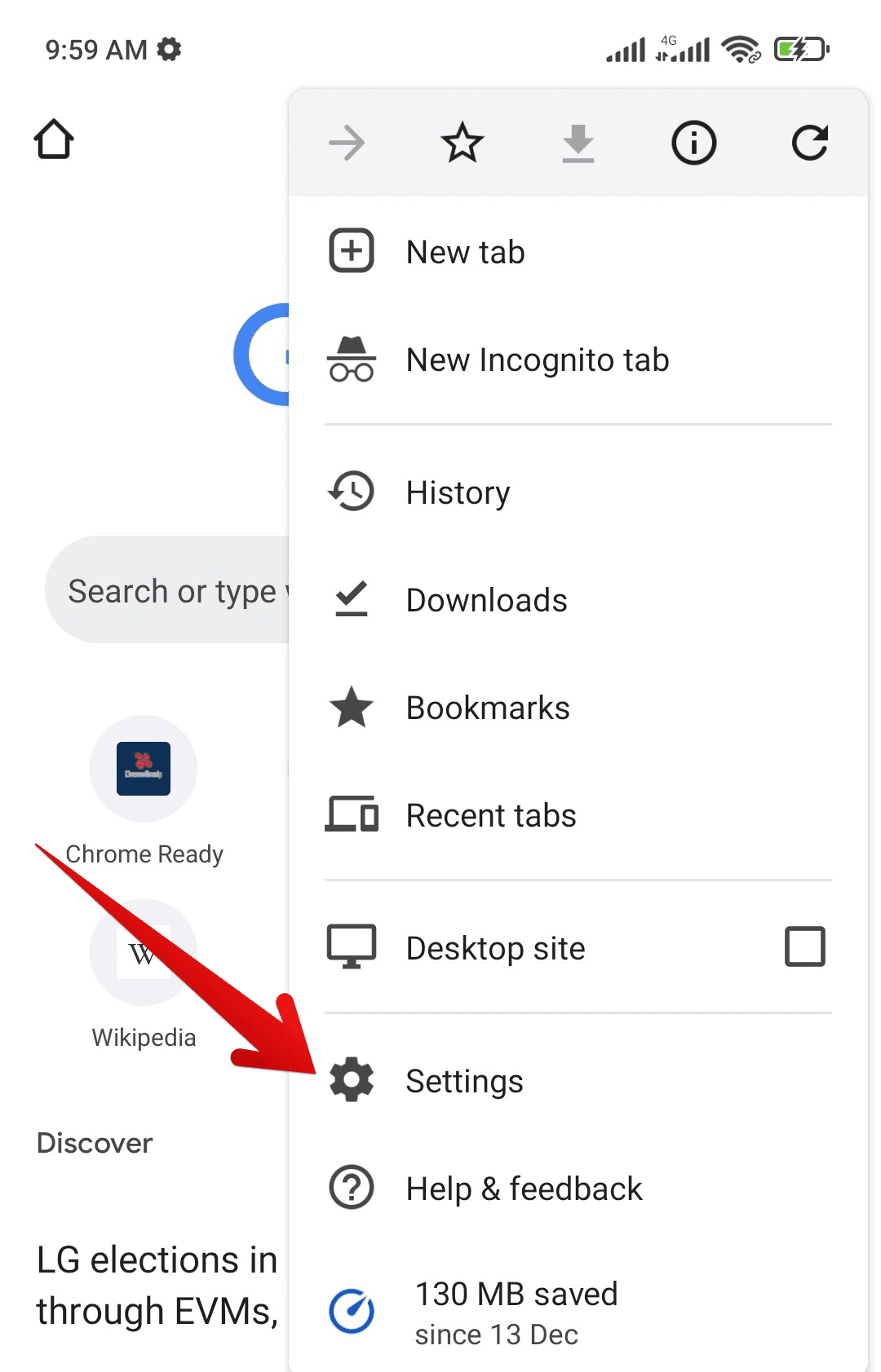 Opening Google Chrome Settings