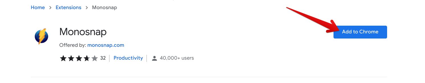Adding Monosnap to Chrome