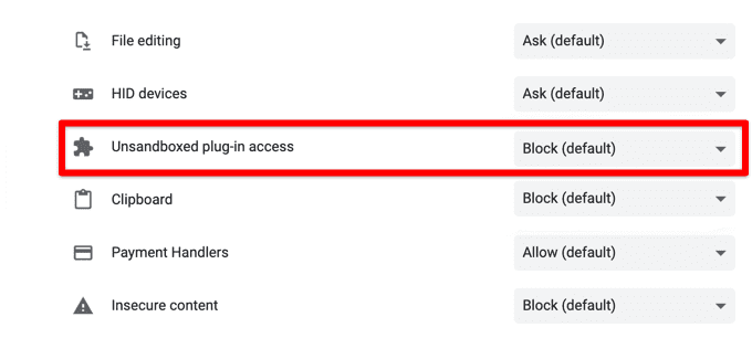 Blocking unsandboxed plugin access