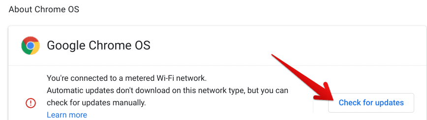 Checking ChromeOS for updates