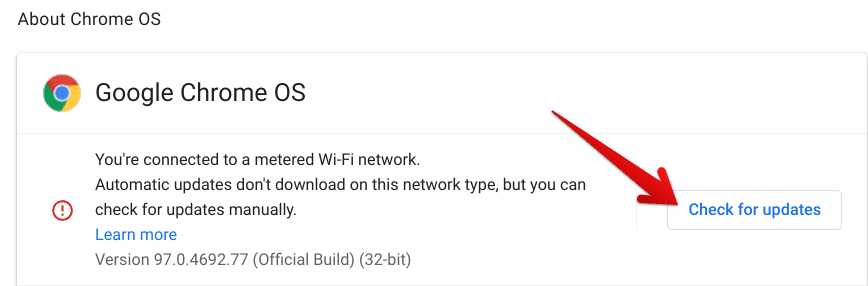 Checking Chrome OS for updates