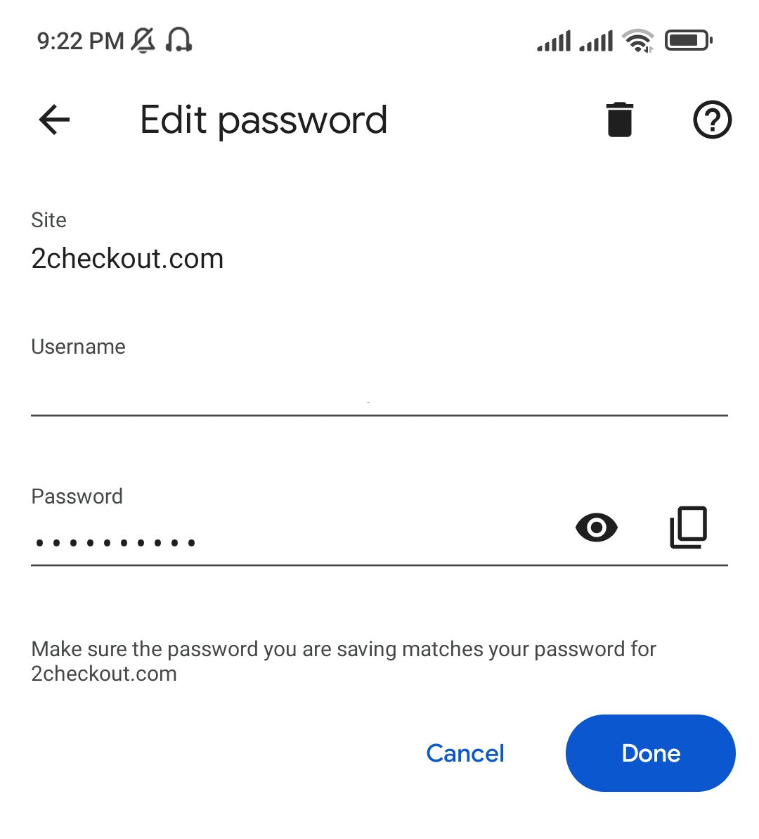 Edit Password Page