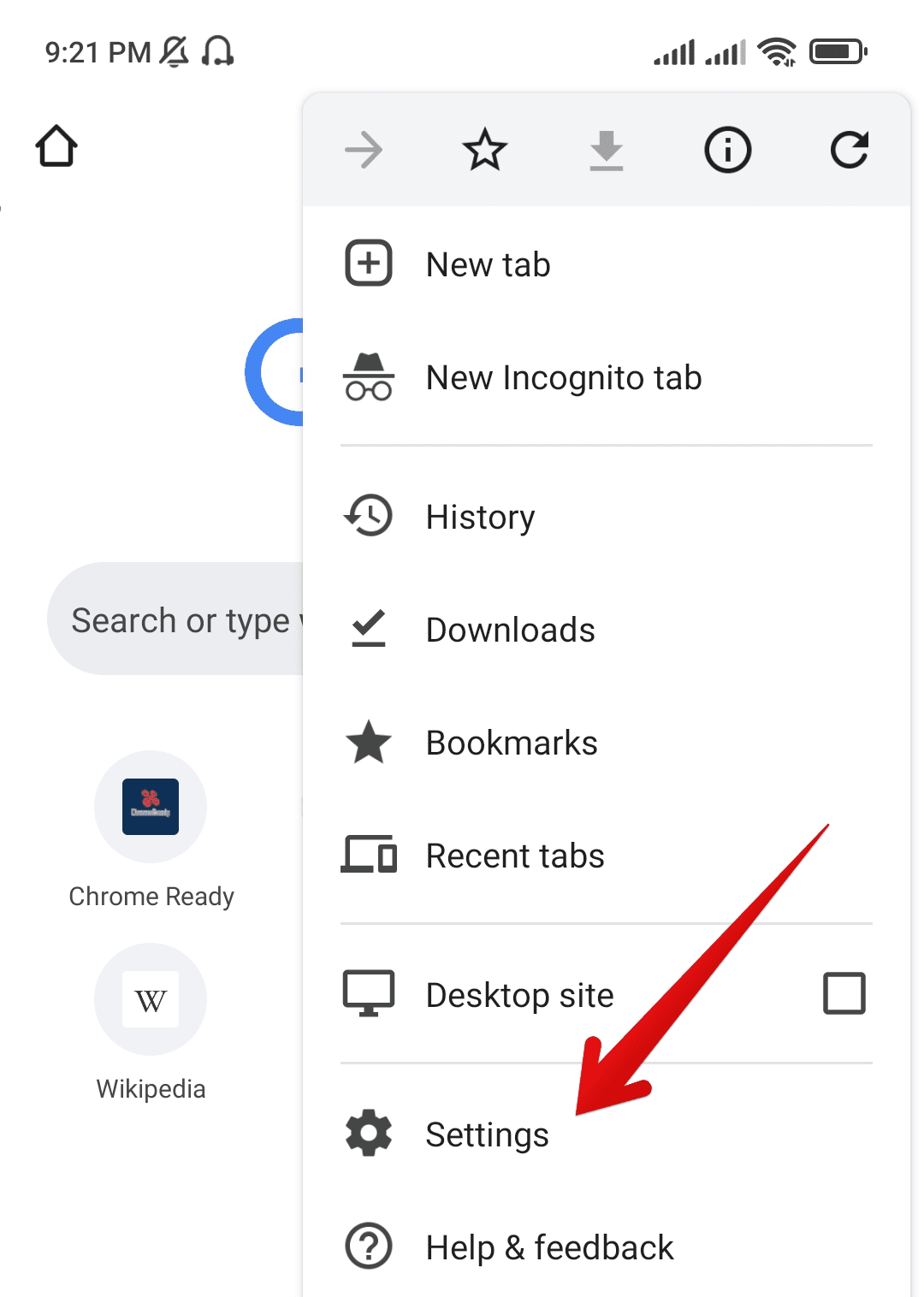 Google Chrome Menu