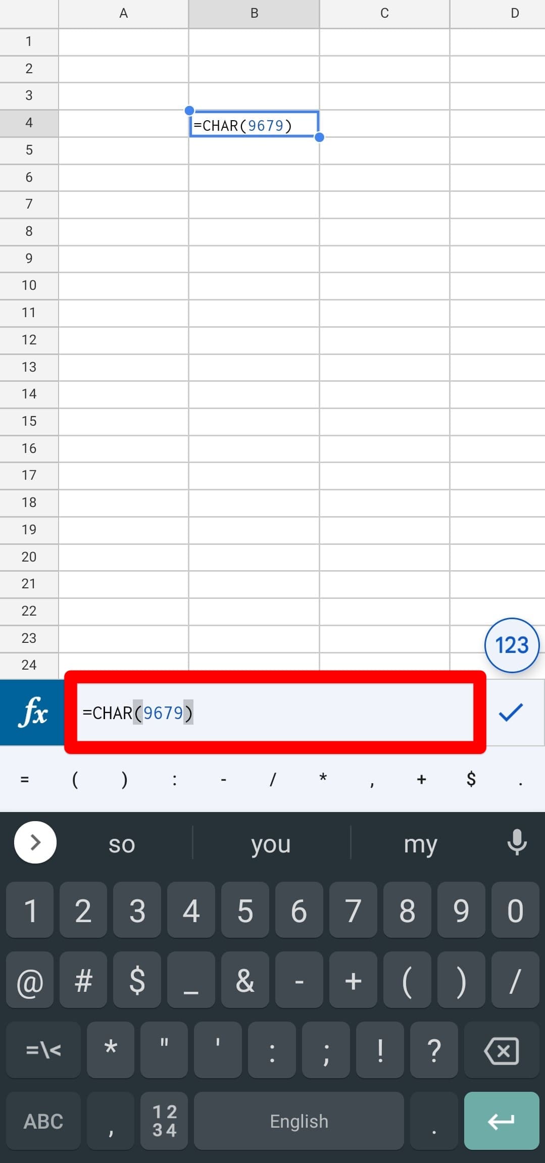 Implementing CHAR Function On Mobile