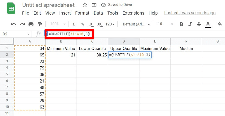 Implementing QUARTILE function for upper quartile