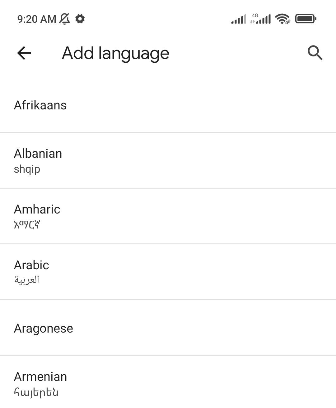 Language List